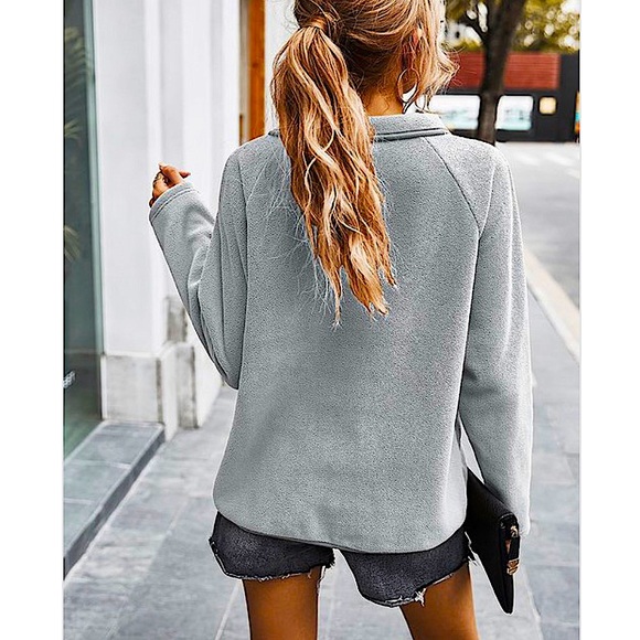 Light Gray 1/4 Zip Cozy Quilted Pullover Sweater - Picture 2 of 2